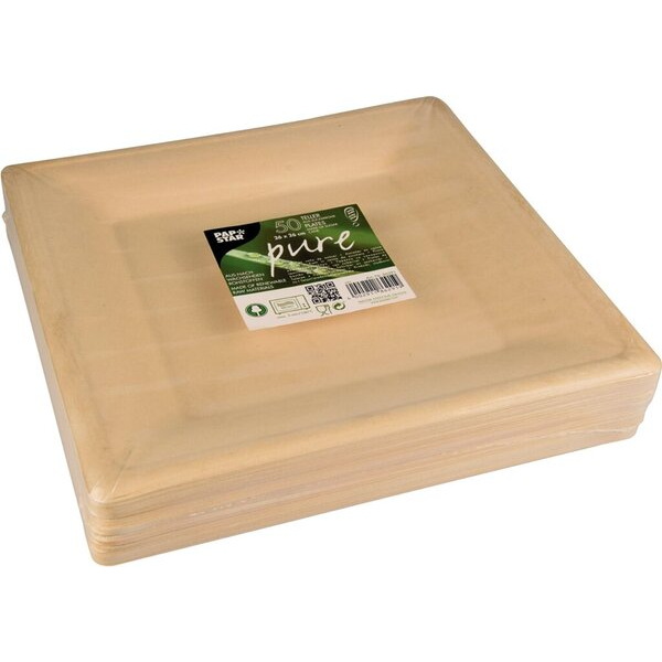 4002911862919 - Teller pure eckig natur 26x26 cm aus Zuckerrohr 4002911862919 PAPSTAR 86291 50 Stück