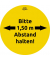 Schild, Corona-Hinweise, sk, permanent, Folie, rund, Ø: 200 mm, gelb