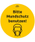 Etikett, Bitte Mundschutz benutzen!, sk, ablösbar, Ø: 200 mm, gelb