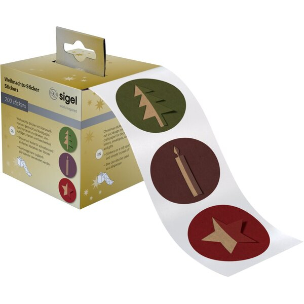 4004360794889 - Weihnachts-Sticker auf Rolle braun Cut-out style in Spenderbox 4004360794889 200 Stück