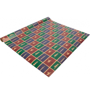 Geschenkpapier Cut-out style GP122, Weihnachten, 50cm x 5m, mehrfarbig (rot/gr&uuml;n/violett)