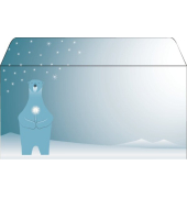 Weihnachtsumschl&auml;ge Eisb&auml;r mit Kerze Polar bear with candle DU259, Din Lang, 90g
