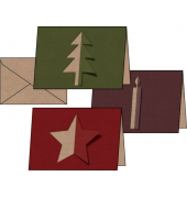 Weihnachts-Karten-Set inkl Umschläge Cut-out style, brauner Kraftkarton,