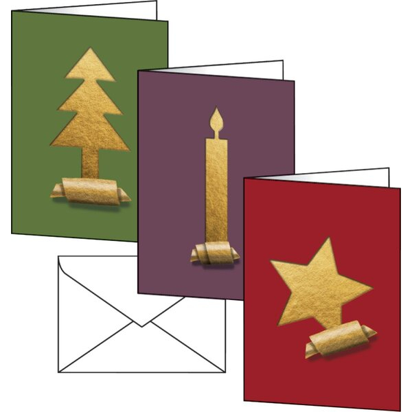 4004360795244 - Weihnachts-Karten-Set inkl Umschläge Cut-out style (gold) Weißkarton 4004360795244 10 Stück