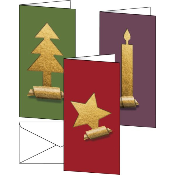 4004360795268 - Weihnachts-Karten-Set inkl Umschläge Cut-out style (gold) Weißkarton 4004360795268 10 Stück