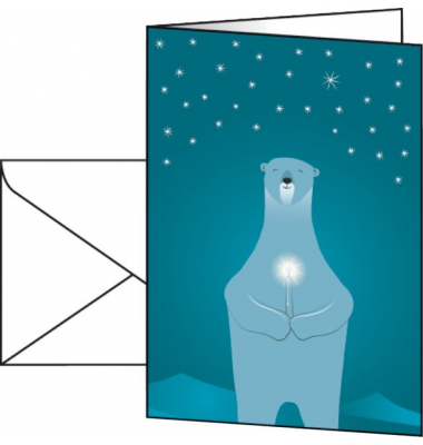 Weihnachts-Karten (inkl. Umschläge) Polar Bear, Weißkarton matt
