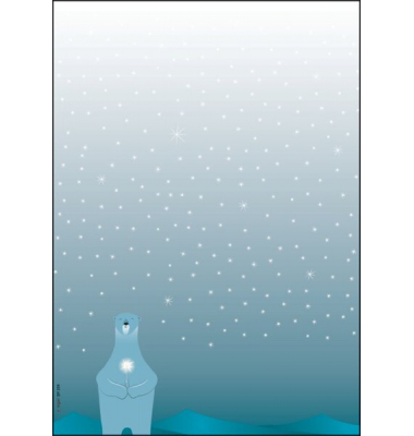 blau-Weihnachtsbriefpapier Polar bear with candle DP259 A4 90g Feinpapier 