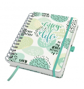 Buchkalender JP201, Jolie, wei&szlig;, mint, gr&uuml;n, 1 Tag / 2 Seiten, 16,8x21,5cm (A5), Jahresunabh&auml;ngig