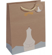 Geschenktasche GT049 Polar bear, Weihnachten, mit Tragekordel / Geschenkanh&auml;nger, Eisb&auml;r, 26cm x 33cm