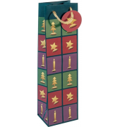 Geschenktasche GT048 Cut-out style, Weihnachten, mit Tragekordel / Geschenkanh&auml;nger, Baum/Kerze/Stern, 10cm x 35cm