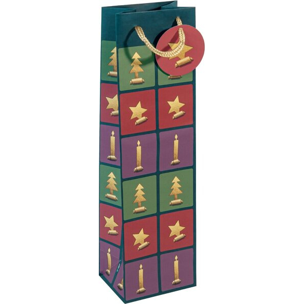 4004360799488 - Geschenktasche GT048 Cut-out style Weihnachten Large Cut-out-style Baum Kerze Stern Cut-out style 100mm x 350mm 4004360799 5 Stück