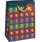 Geschenktasche GT047 Cut-out style, Weihnachten, mit Tragekordel / Geschenkanh&auml;nger, Baum/Kerze/Stern, 17cm x 23cm