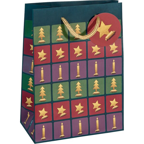 50 Stück Sigel Geschenktasche GT047 Cut-out style, Weihnachten, Large: Cut-out-style, Baum/Kerze/Stern, Baum/Kerze/Stern, 170mm x 230mm 4004360