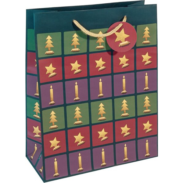4004360799549 - Geschenktasche GT046 Cut-out style Weihnachten  Cut-out-style Baum Kerze Stern Baum Kerze Stern 260mm x 330mm 4004360799549 5 Stück