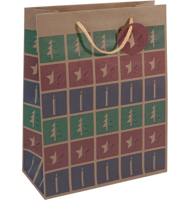 Geschenktasche GT043 Cut-out style, Weihnachten, Large: Cut-out-style, Baum/Kerze/Stern, Baum/Kerze/Stern, 260mm x 330mm