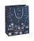 Geschenktasche GT111 Premium Silver Snowflakes, Weihnachten, farblich abgestimmte Tragekordel, Silberprägung, Silberne Schneeflo