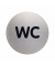 Piktogramm "WC" rund metallic silber Ø 83mm
