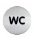 Piktogramm "WC" rund metallic silber Ø 83mm