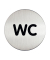 Piktogramm "WC" rund metallic silber Ø 83mm