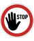 Schild, STOP, sk, ablösbar, rund, Ø: 430 mm, rot/weiß