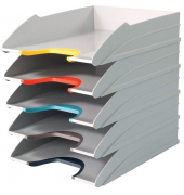 Briefablage VARICOLOR TRAY SET 770427, A4/C4, grau/farbig, Polystyrol stapelbar