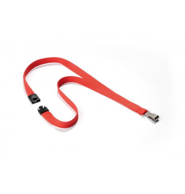 Textilband 15 mm f&uuml;r Namensschilder koralle, mit 12 mm Karabinerhaken