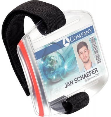 Ausweishalter mit Oberarmbefestigung Schlaufe von 7 - 18 cm &Oslash; verstellbar