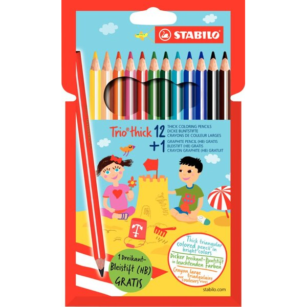 Stabilo Dreikant-Farbstift Trio dick 12er Etui, + 1 Bleistift gratis 4006381443173 STABILO 203/12-01-D2 12 Stück