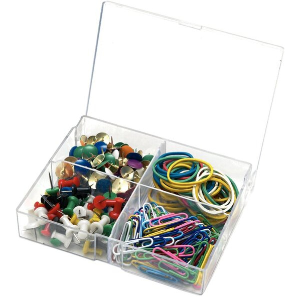 4007735021054 - Sortimentsdose m Gummiringe  Pinwandn Briefklammern Reißnägel Set 4007735021054 Alco