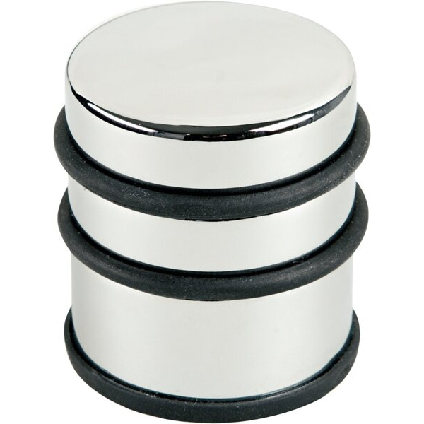 4007735028527 - Türstopper rund rutschfest gummierte Unterseite Ø 65 x H 70 mm Eisen verchromt chrom