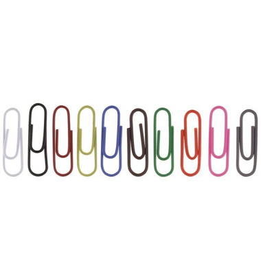 Büroklammern kunststoffüberzogen 257-26, bunt, 26 mm, Inh.