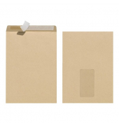 Versandtasche C5, Haftklebung, braun, mit Fenster, 90 gqm