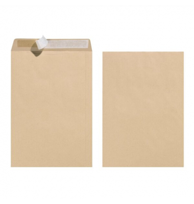 Versandtasche C4, Haftklebung, braun, ohne Fenster, 90 g/qm