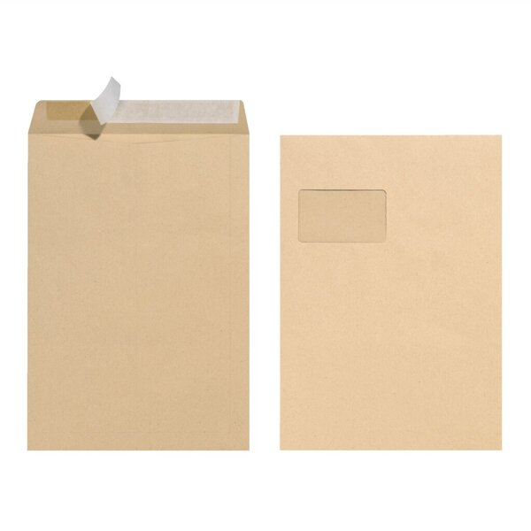 Herlitz Versandtaschen 10900769, C4, mit Fenster, haftklebend, 90g, braun 4008110337906 Herlitz 10 Stück