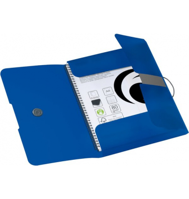 Eckspannmappe 11205994, A4 blau Kunststoff 80g, mit 3 Einschlagklappen