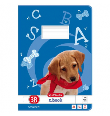 Schulheft 11338316 x.book, Lineatur 3 / liniert mit Rand / keine, A4, 80g, blau, 16 Blatt / 32 Seiten