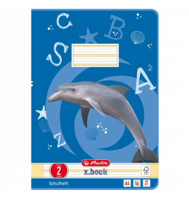 Schulheft 3321700 x.book, Lineatur 2 / liniert / keine, A4, 80g, blau, 16 Blatt / 32 Seiten
