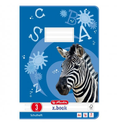 Schulheft 3321809 x.book, Lineatur 3 / liniert / keine, A4, 80g, blau, 16 Blatt / 32 Seiten
