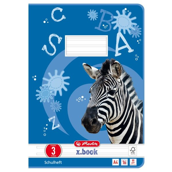 Herlitz Schulheft 3321809 x.book, Lineatur 3 / liniert / keine, A4, 80g, blau, 16 Blatt / 32 Seiten 4008113321803 Herlitz