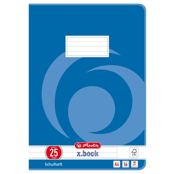 4008113322503 - Schulheft 3322500 xbook Lineatur 25   liniert mit Rand   keine A4 80g blau 16 Blatt   32 Seiten 4008113322503 Herlitz
