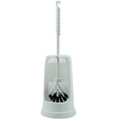 WC Garnitur Plastik GLOCKENFORM Ständer mit Bürste, weiß