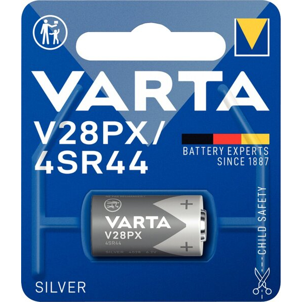 4008496273911 - Silver CylindrV28PX 4SR44 Bl1 Fotobatterie 4SR44 Silberoxid 145 mAh 62 v 1 St - Varta