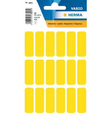 Etikett 12x34mm Vielzweck gelb 90Et 1Pack