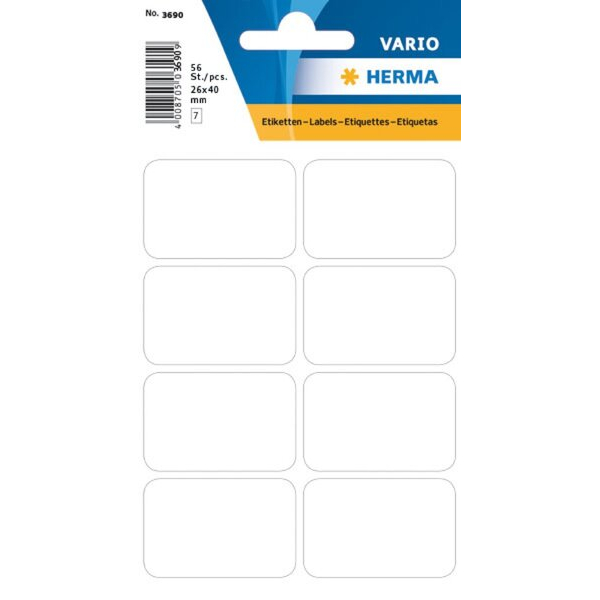 4008705705974 - Etikett 26x40mm Vielzweck weiss 56Et 1Pack 4008705705974 HERMA 3690 10 Stück