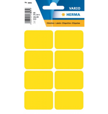 Etikett 26x40mm Vielzweck gelb 40Et 1Pack