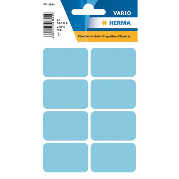 4008705706025 - HERMA 3693 Multifunktionsetiketten Blau 25 x 40 mm 10 Pack à 400 Etiketten