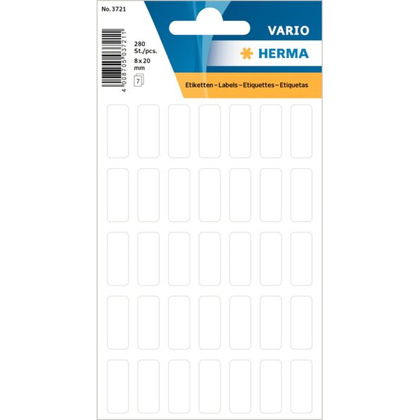 4008705706094 - HERMA 3721 Multifunktionsetiketten Mehrfarbig 8 x 20 mm 10 Pack à 2800 Etiketten