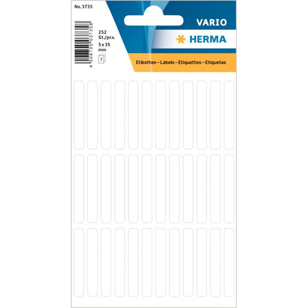 4008705706155 - Etikett 5x35mm Vielzweck weiss 252Et 1Pack 4008705706155 HERMA 3735 10 Stück 4008705706155 - Etikett 5x35mm Vielzweck weiss 252Et 1Pack 4008705706155 HERMA 3735 10 Stück