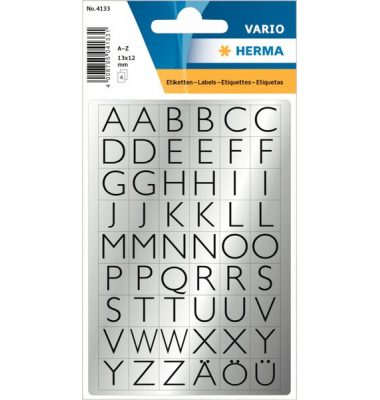 Buchstaben 13x12mm A-Z Silberfol sw 4Bl 1Pack