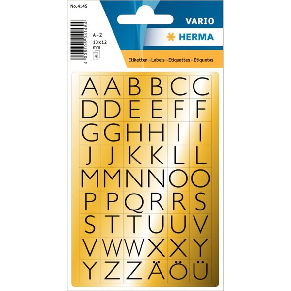 4008705710169 - HERMA 4145 Buchstaben A-Z Etiketten 13 x 12 mm Gold 10 Packungen mit 2160 Etiketten 4008705710169 - HERMA 4145 Buchstaben A-Z Etiketten 13 x 12 mm Gold 10 Packungen mit 2160 Etiketten